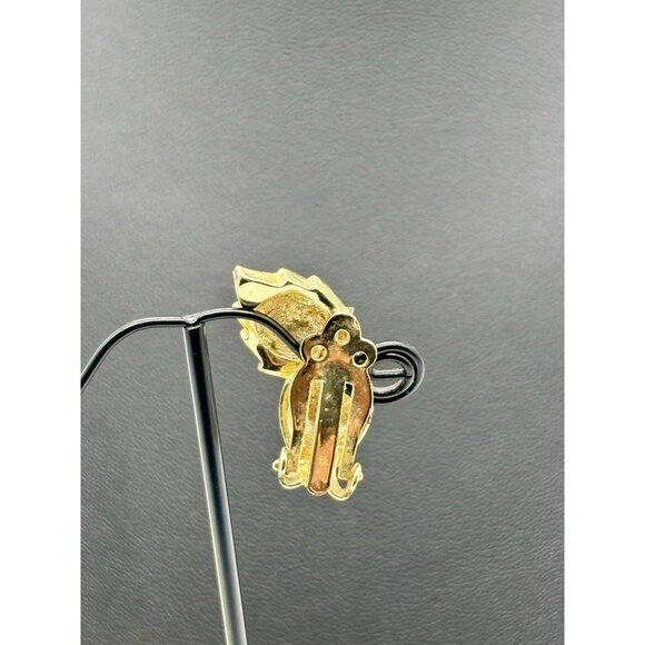 Vintage Enameled Textured Gold Tone Connected Leaves Necklace W Matching Earring - Picture 4 of 12